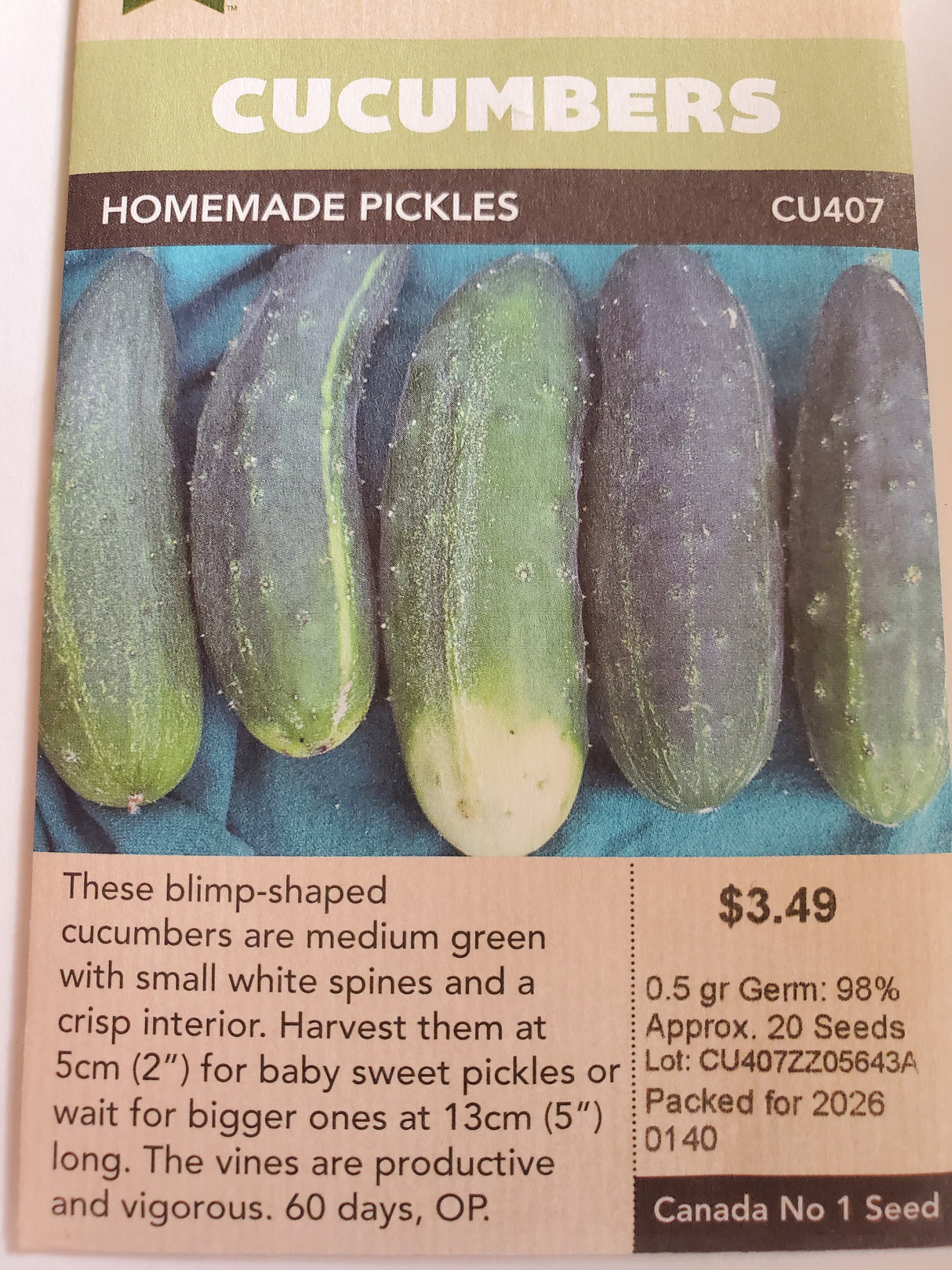 SEEDS - CUCUMBERS HOMEMADE PICKLES