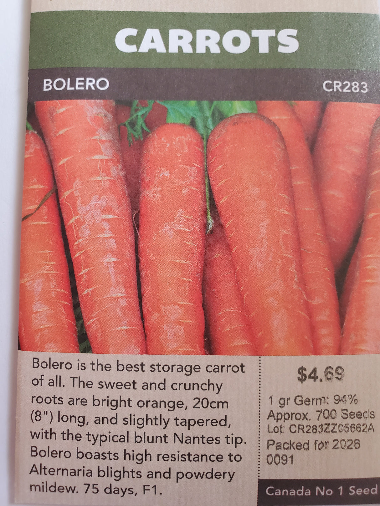 SEEDS - CARROTS BOLERO