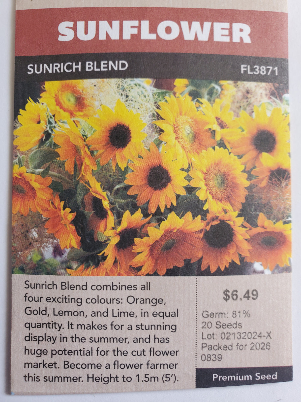 SEEDS - SUNFLOWER SUNRICH BLEND