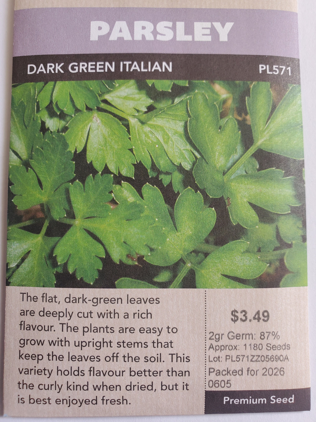 SEEDS - PARSLEY DARK GREEN ITALIAN