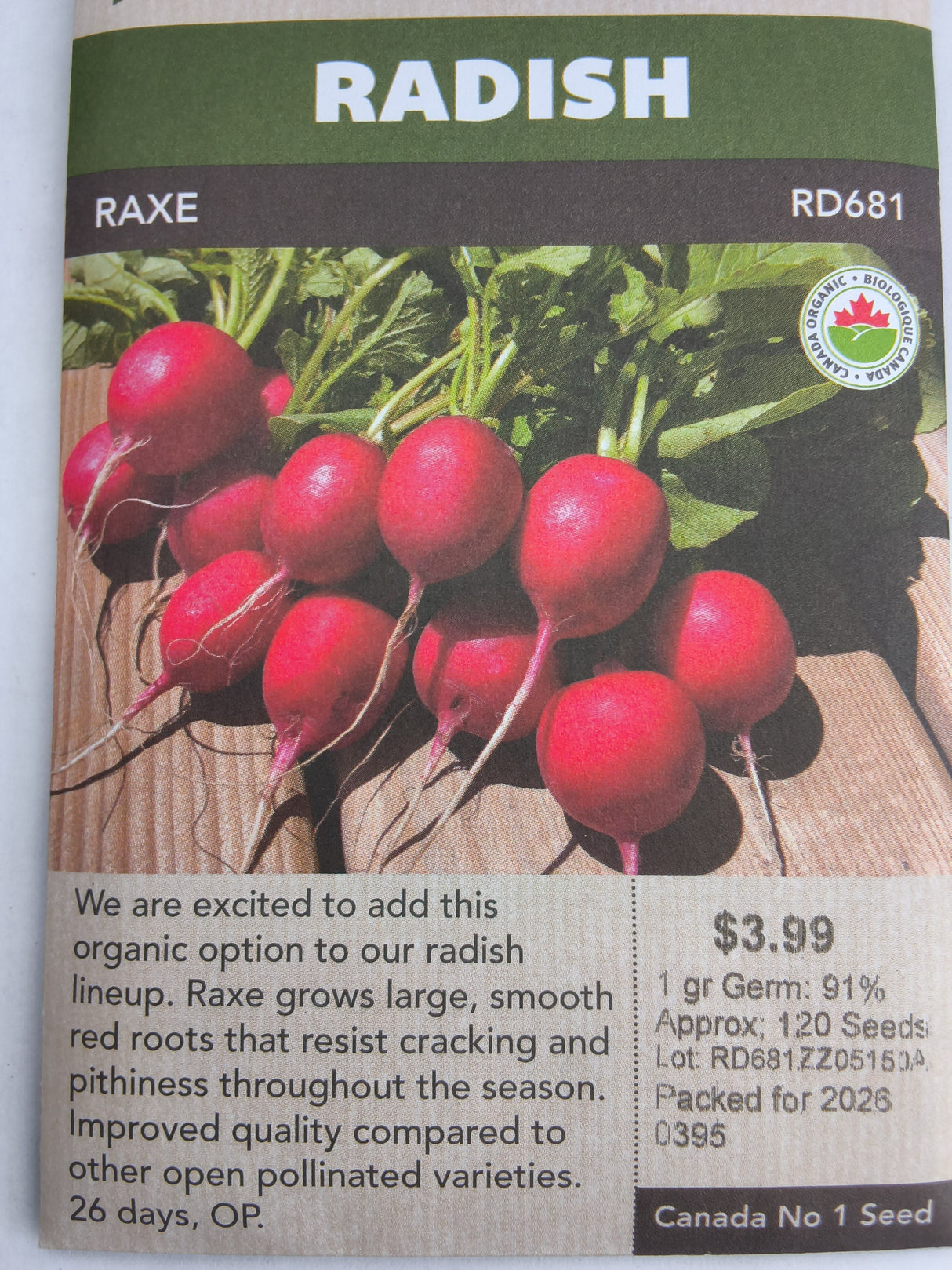 SEEDS - RADISH RAXE